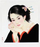 【询价】张元明 国画工笔人物画 《女子》小品34*37